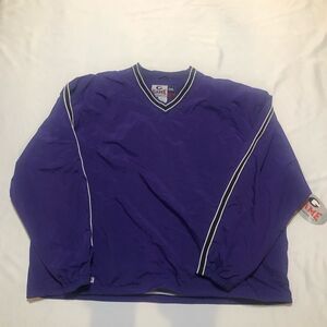 Mens Pullover Nylon Windbreaker Jacket VTG Game Sportswear Purple Black 2XL